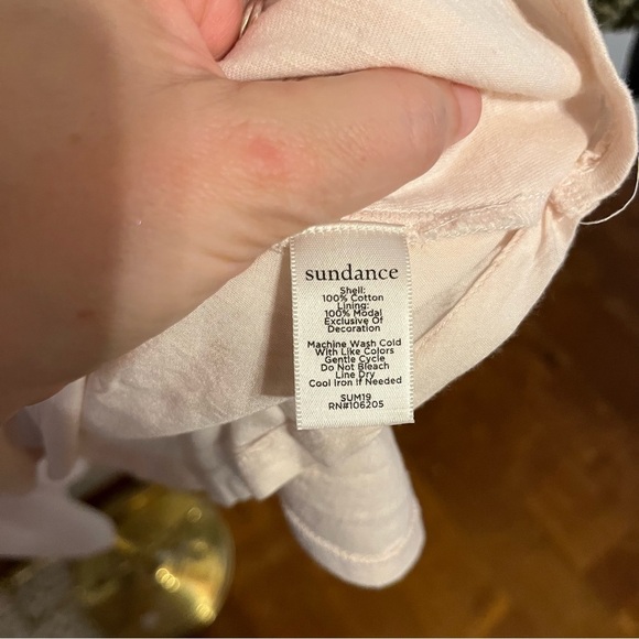 SUNDANCE ~ Blush Pink Top with Floral Embroidery and Pleated Back Detail - Picture 7 of 8